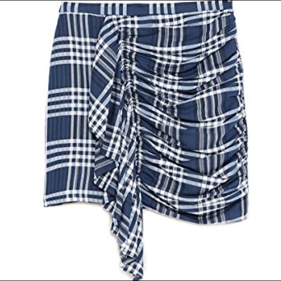 SALE!NAVY PLAID SARONG-STYLE SKIRT WITH RUFFLE😍 - Picture 3 of 8